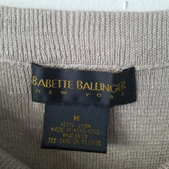 VINTAGE Babette Ballinger 100% Linen Beige Knit Maxi Skirt Size M - Picture 8 of 8